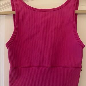 Lulu Lemon Ribbed Tank Top in Bright Fuchsia-XS